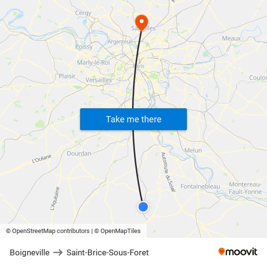 Boigneville to Saint-Brice-Sous-Foret map