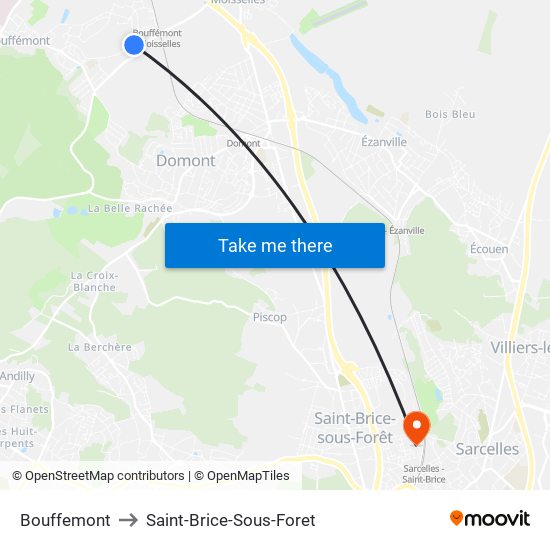 Bouffemont to Saint-Brice-Sous-Foret map