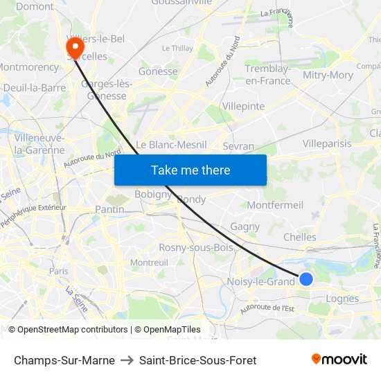 Champs-Sur-Marne to Saint-Brice-Sous-Foret map