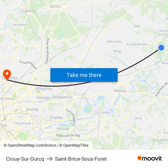 Crouy-Sur-Ourcq to Saint-Brice-Sous-Foret map