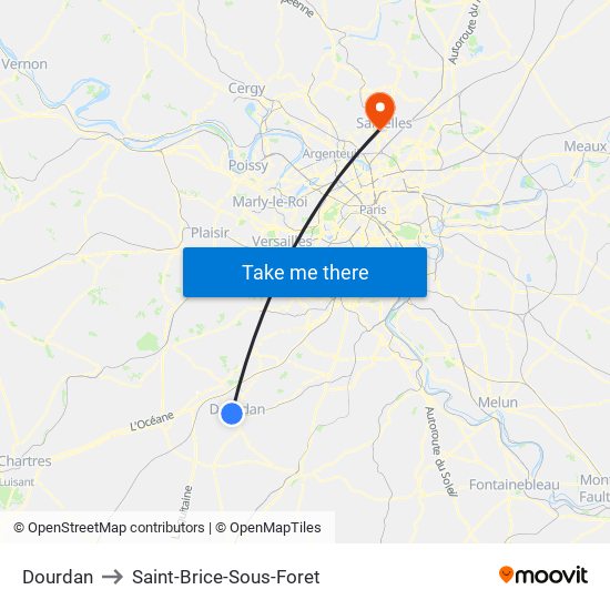Dourdan to Saint-Brice-Sous-Foret map