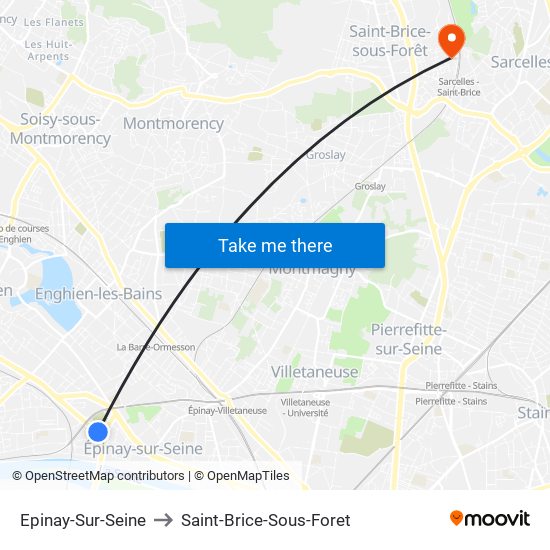 Epinay-Sur-Seine to Saint-Brice-Sous-Foret map