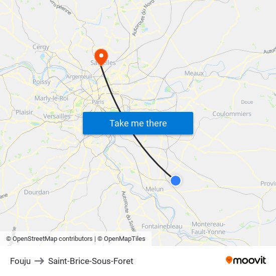 Fouju to Saint-Brice-Sous-Foret map