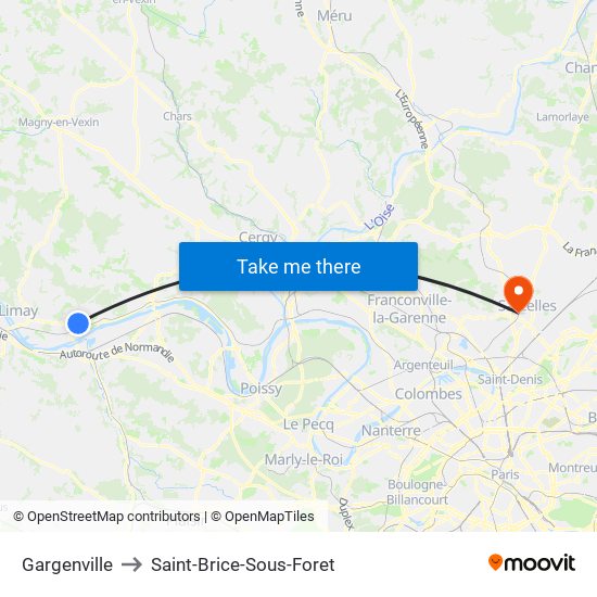 Gargenville to Saint-Brice-Sous-Foret map