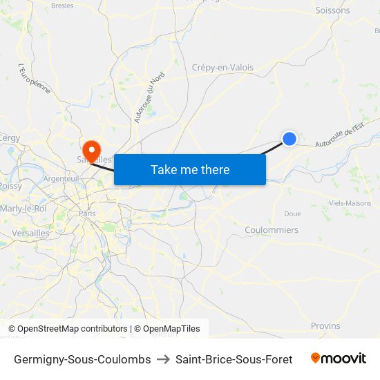 Germigny-Sous-Coulombs to Saint-Brice-Sous-Foret map