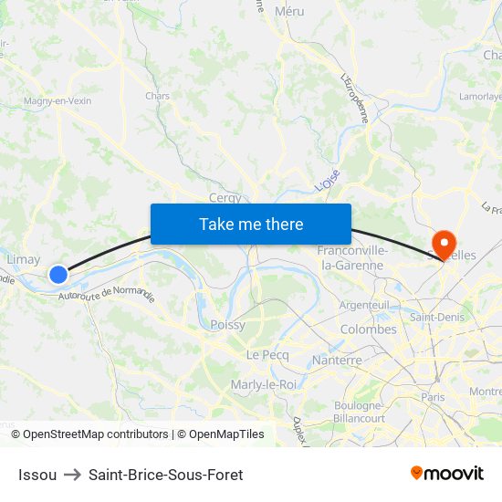 Issou to Saint-Brice-Sous-Foret map