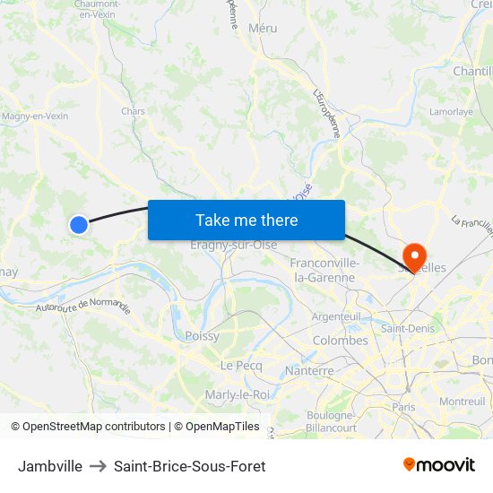 Jambville to Saint-Brice-Sous-Foret map