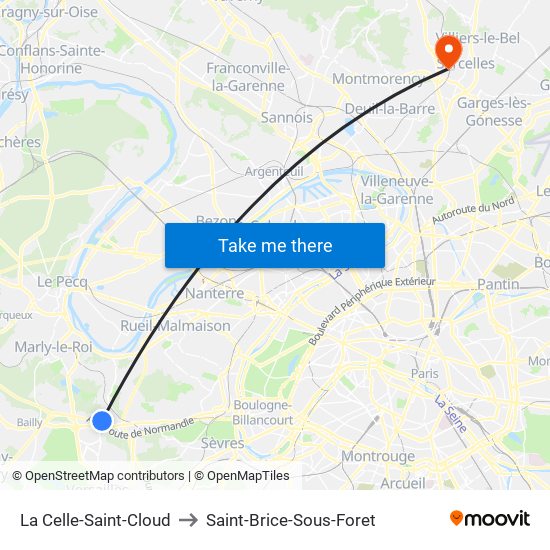 La Celle-Saint-Cloud to Saint-Brice-Sous-Foret map