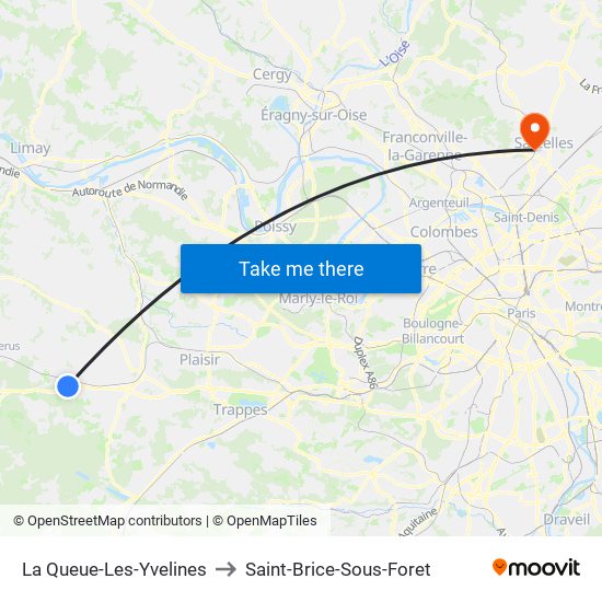 La Queue-Les-Yvelines to Saint-Brice-Sous-Foret map