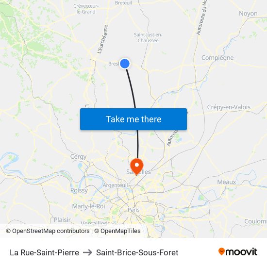 La Rue-Saint-Pierre to Saint-Brice-Sous-Foret map