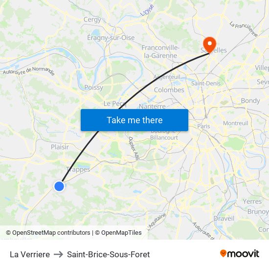 La Verriere to Saint-Brice-Sous-Foret map