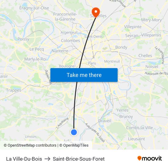 La Ville-Du-Bois to Saint-Brice-Sous-Foret map