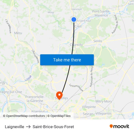 Laigneville to Saint-Brice-Sous-Foret map