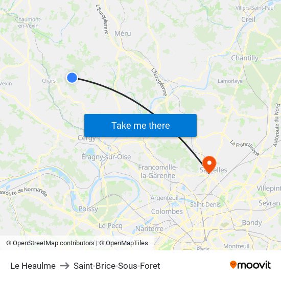 Le Heaulme to Saint-Brice-Sous-Foret map