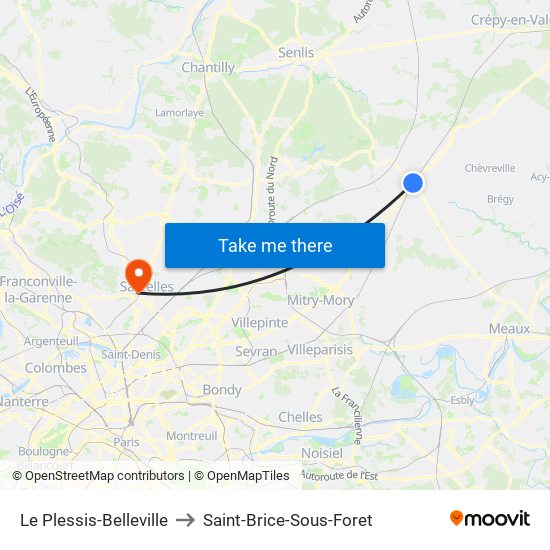 Le Plessis-Belleville to Saint-Brice-Sous-Foret map