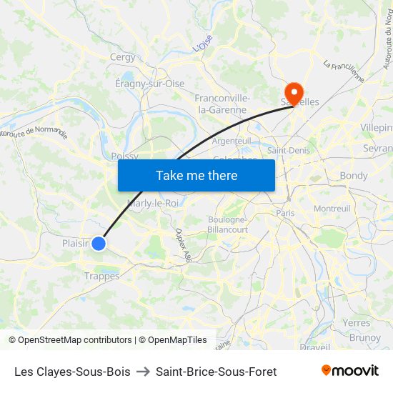 Les Clayes-Sous-Bois to Saint-Brice-Sous-Foret map
