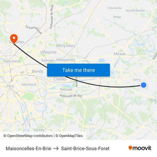 Maisoncelles-En-Brie to Saint-Brice-Sous-Foret map