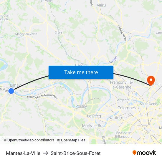 Mantes-La-Ville to Saint-Brice-Sous-Foret map