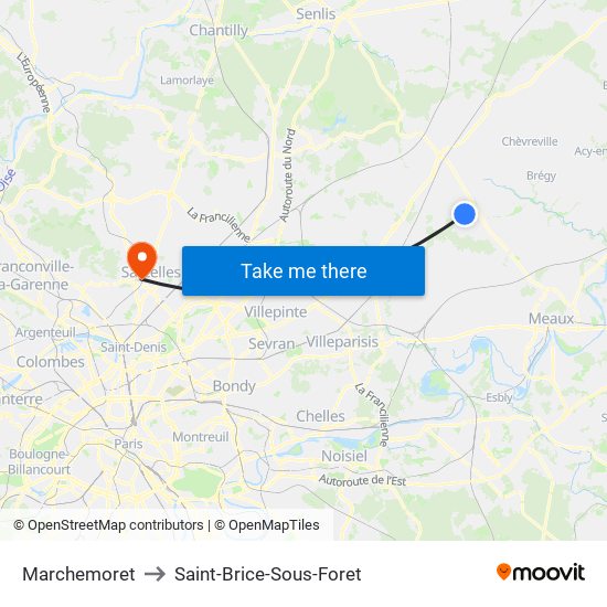 Marchemoret to Saint-Brice-Sous-Foret map