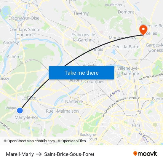 Mareil-Marly to Saint-Brice-Sous-Foret map