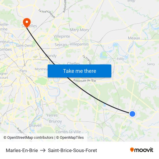 Marles-En-Brie to Saint-Brice-Sous-Foret map