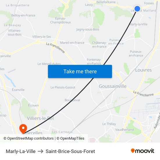 Marly-La-Ville to Saint-Brice-Sous-Foret map