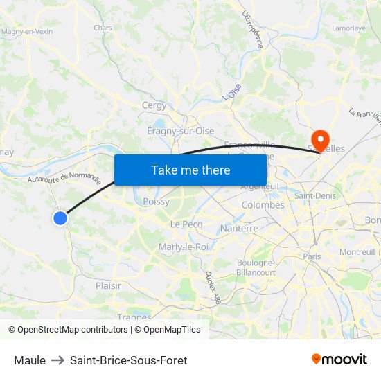 Maule to Saint-Brice-Sous-Foret map