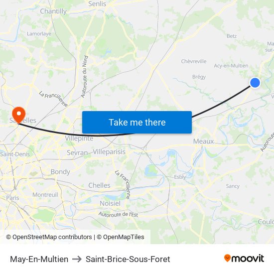 May-En-Multien to Saint-Brice-Sous-Foret map