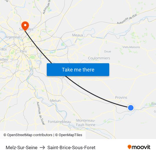 Melz-Sur-Seine to Saint-Brice-Sous-Foret map