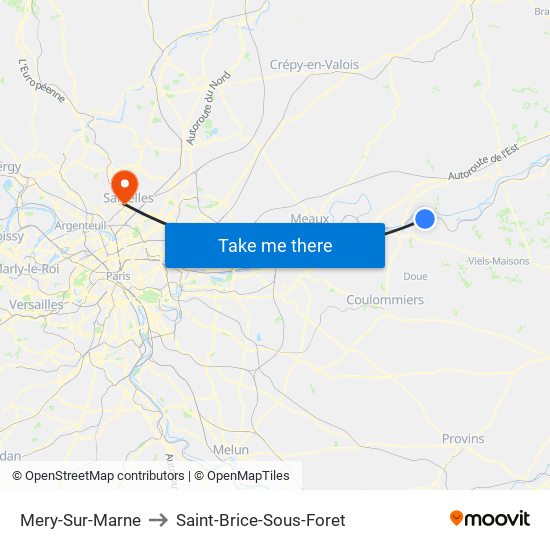 Mery-Sur-Marne to Saint-Brice-Sous-Foret map