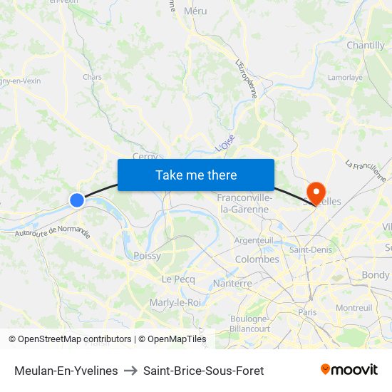 Meulan-En-Yvelines to Saint-Brice-Sous-Foret map