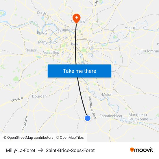 Milly-La-Foret to Saint-Brice-Sous-Foret map