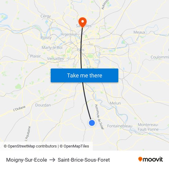 Moigny-Sur-Ecole to Saint-Brice-Sous-Foret map