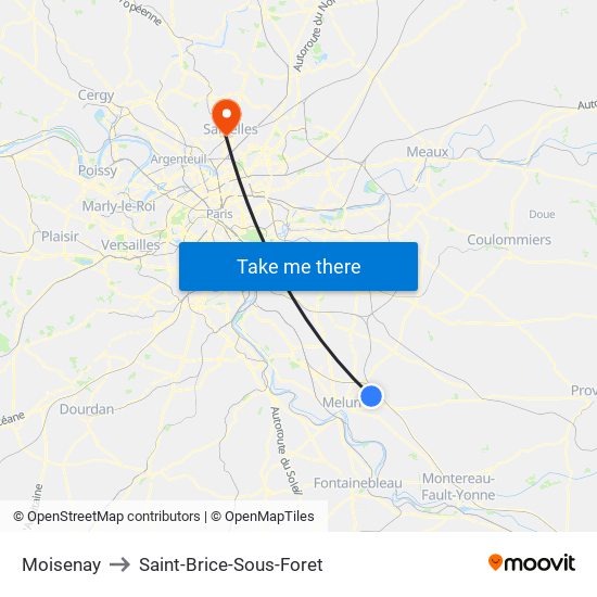 Moisenay to Saint-Brice-Sous-Foret map