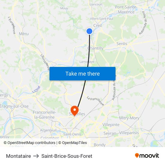 Montataire to Saint-Brice-Sous-Foret map