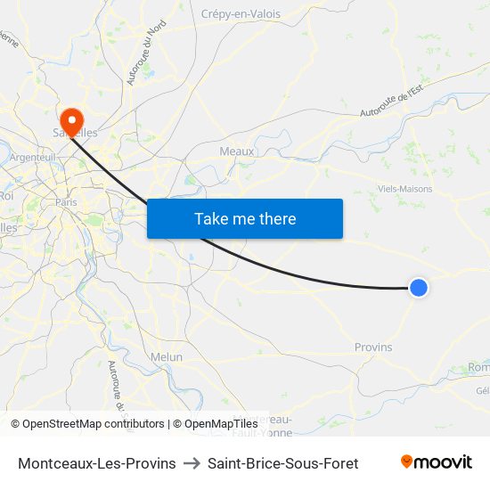 Montceaux-Les-Provins to Saint-Brice-Sous-Foret map