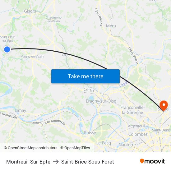 Montreuil-Sur-Epte to Saint-Brice-Sous-Foret map