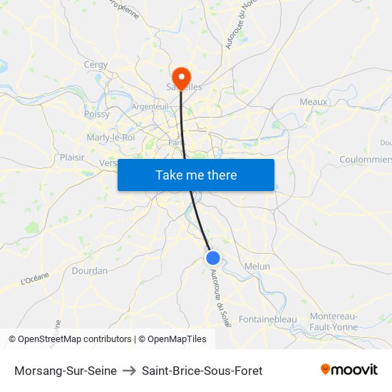 Morsang-Sur-Seine to Saint-Brice-Sous-Foret map