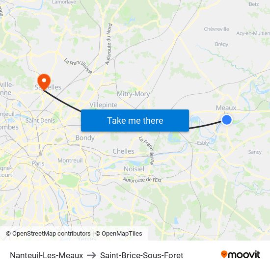 Nanteuil-Les-Meaux to Saint-Brice-Sous-Foret map