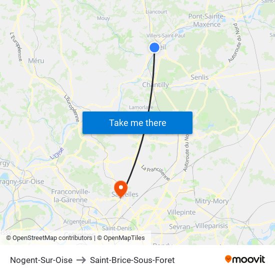 Nogent-Sur-Oise to Saint-Brice-Sous-Foret map