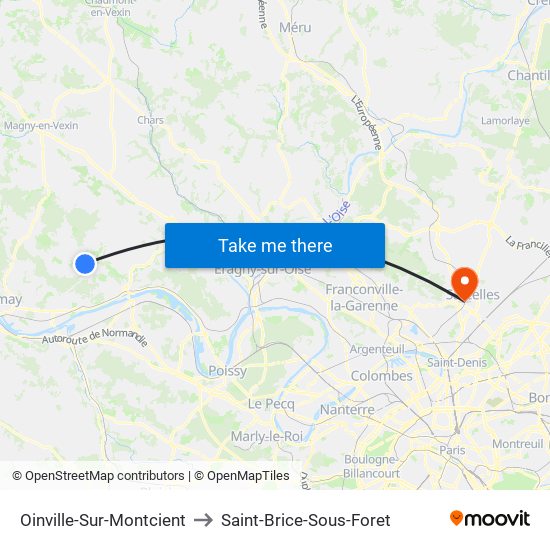 Oinville-Sur-Montcient to Saint-Brice-Sous-Foret map