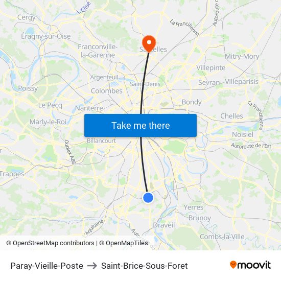 Paray-Vieille-Poste to Saint-Brice-Sous-Foret map