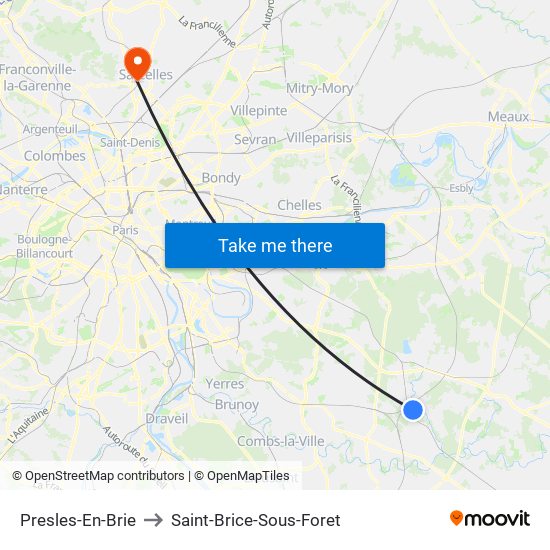 Presles-En-Brie to Saint-Brice-Sous-Foret map