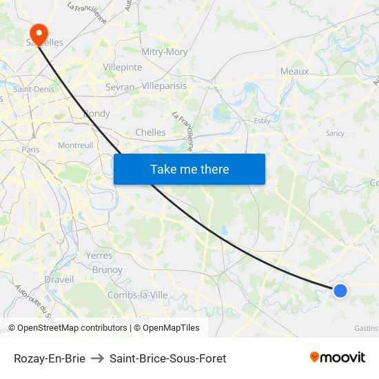 Rozay-En-Brie to Saint-Brice-Sous-Foret map