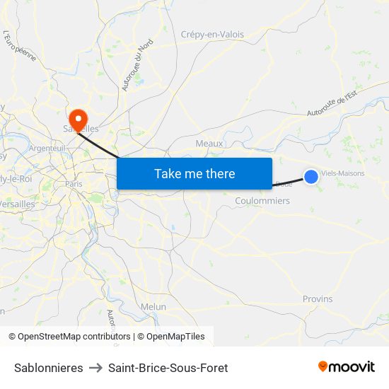 Sablonnieres to Saint-Brice-Sous-Foret map