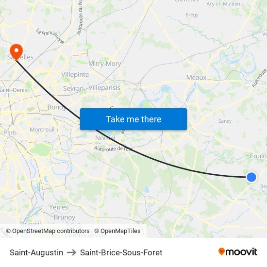 Saint-Augustin to Saint-Brice-Sous-Foret map