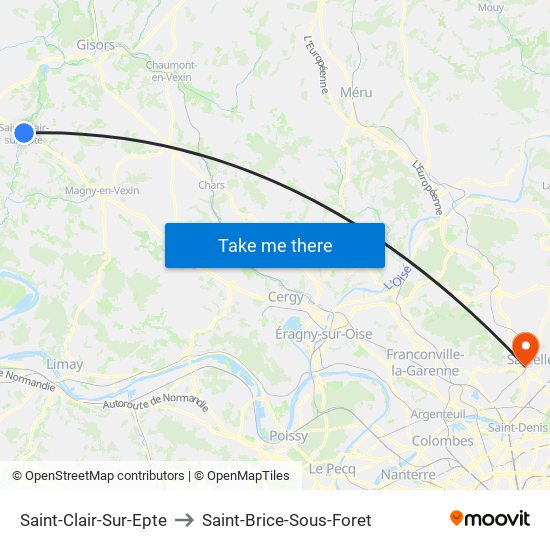 Saint-Clair-Sur-Epte to Saint-Brice-Sous-Foret map