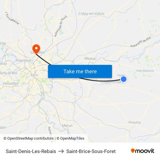 Saint-Denis-Les-Rebais to Saint-Brice-Sous-Foret map