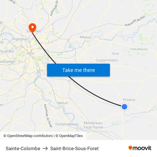 Sainte-Colombe to Saint-Brice-Sous-Foret map