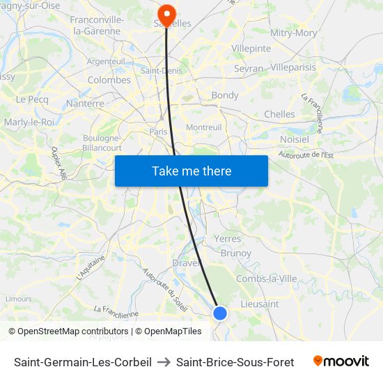 Saint-Germain-Les-Corbeil to Saint-Brice-Sous-Foret map